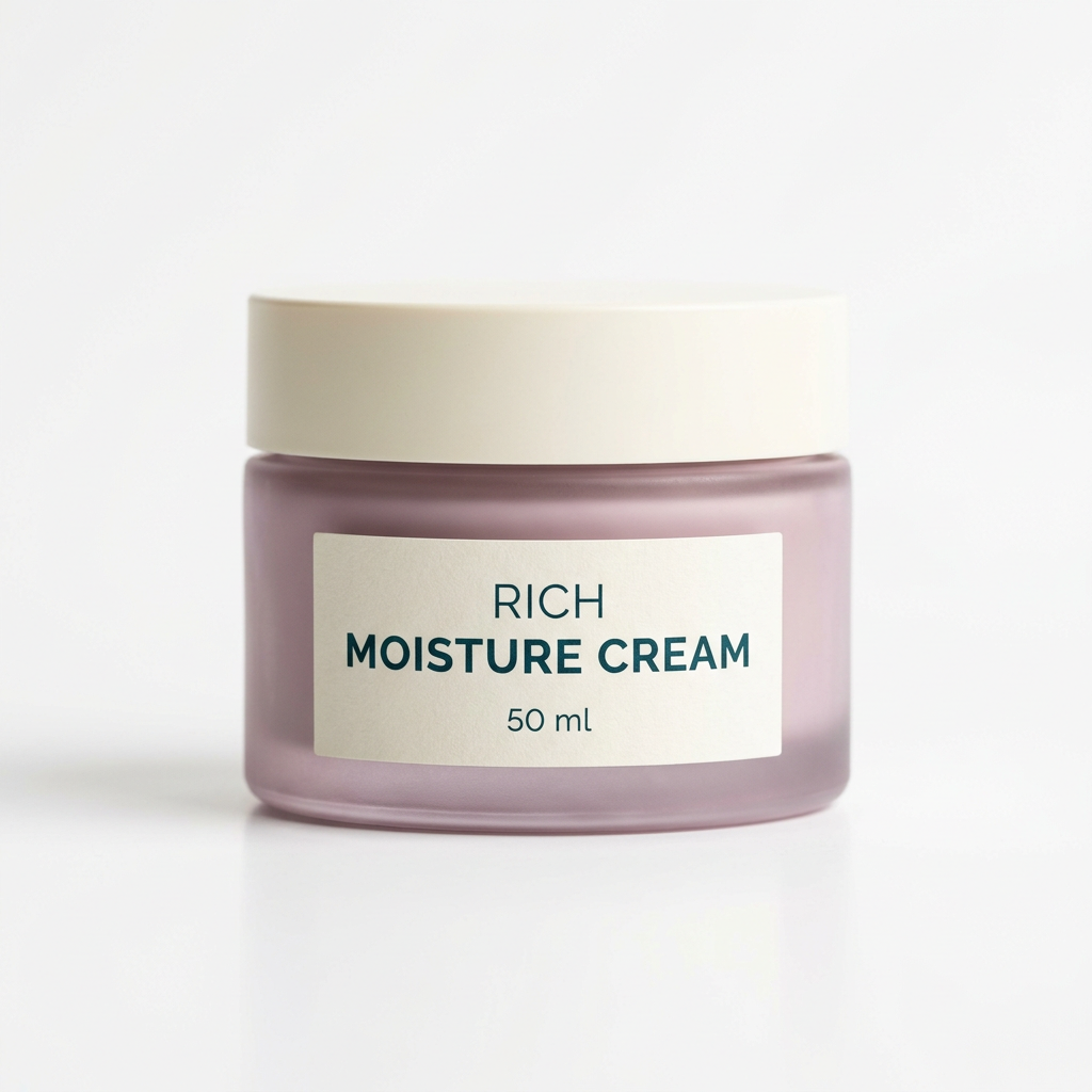 AI-generated mauve Rich Moisture Cream 50 ml jar on white