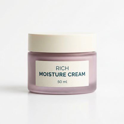 AI-generated mauve Rich Moisture Cream 50 ml jar on white