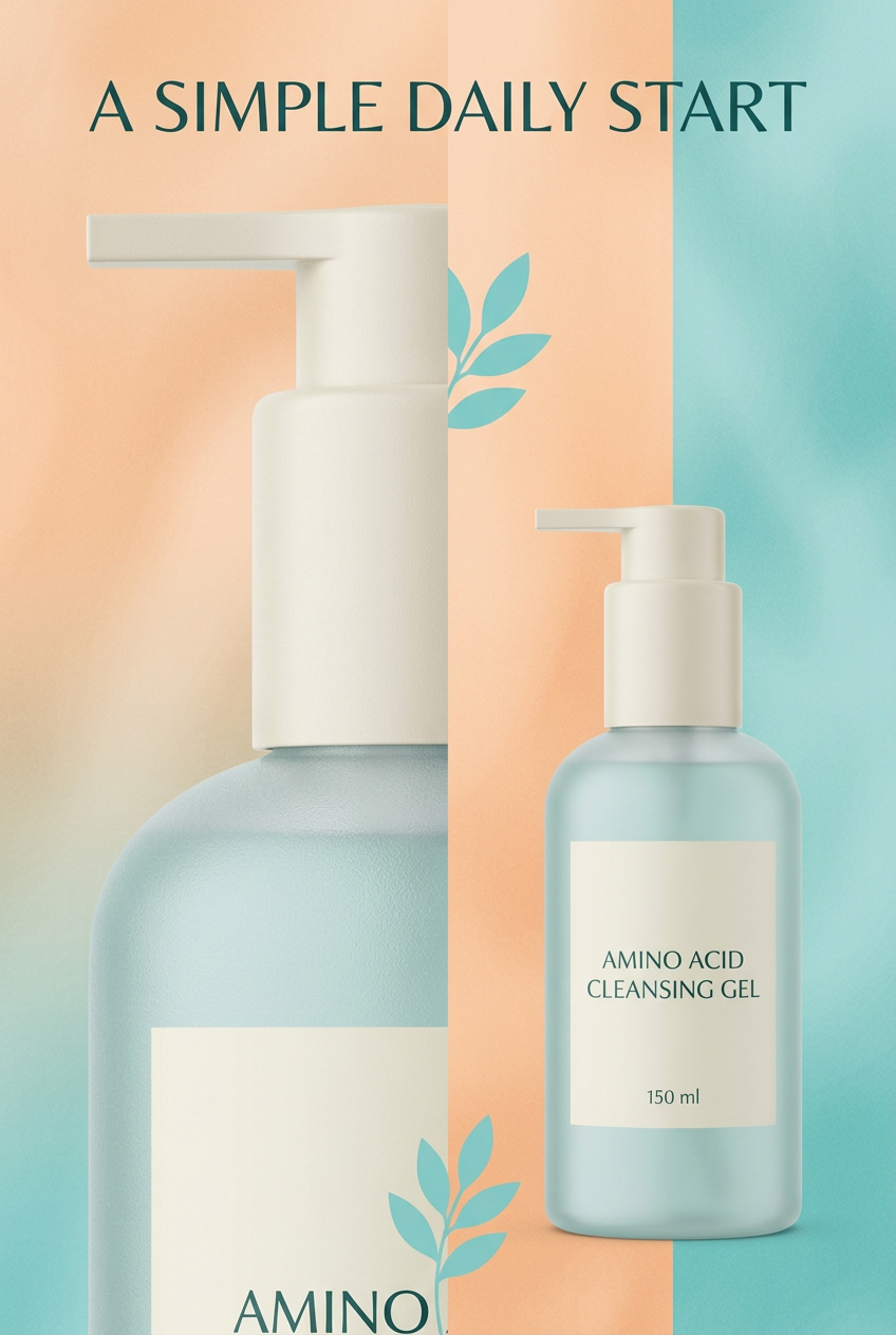 Close-up of cleanser pump and packaging design