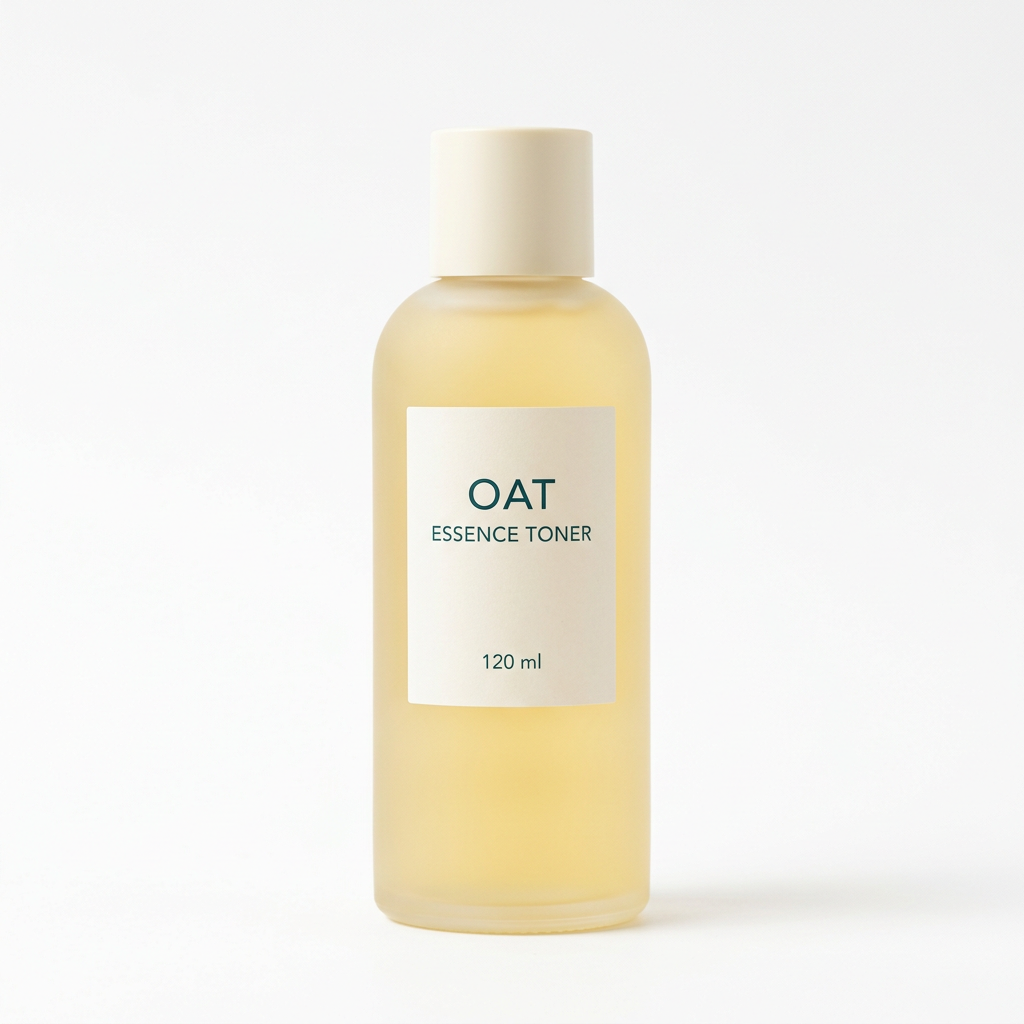 Unbranded yellow essence toner bottle on white background