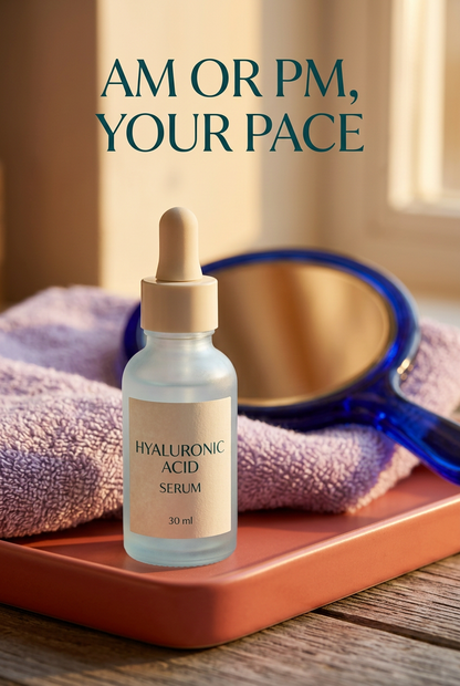 Serum bottle on colorful bathroom tray