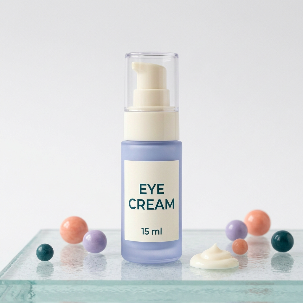 AI-generated eye cream bottle and texture concept