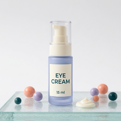 AI-generated eye cream bottle and texture concept