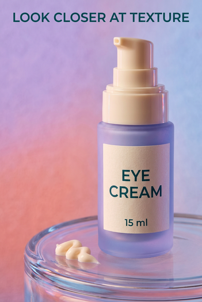 AI-generated eye cream texture study