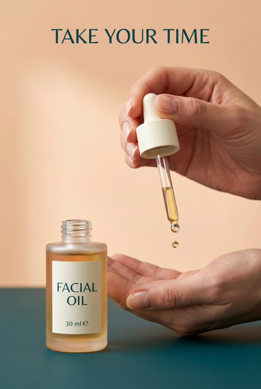 AI-generated facial oil dispensing concept