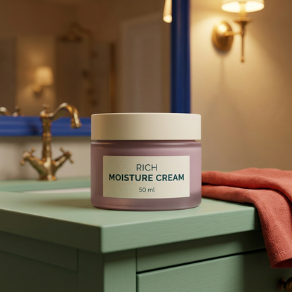 AI-generated cream jar bathroom main image concept